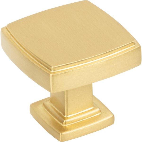 Jeffrey Alexander 1-1/4" Overall Length Brushed Gold Square Renzo Cabinet Knob 141BG